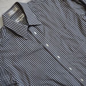 Balmain Sz M Black and White Checkered Dress Shirt